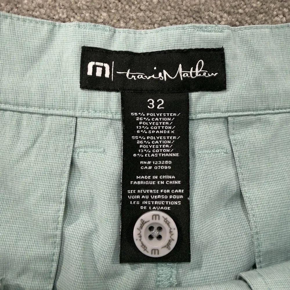 TravisMathew Mens 32 Performance Golf Shorts Light Blue Stretch Casual Comfort